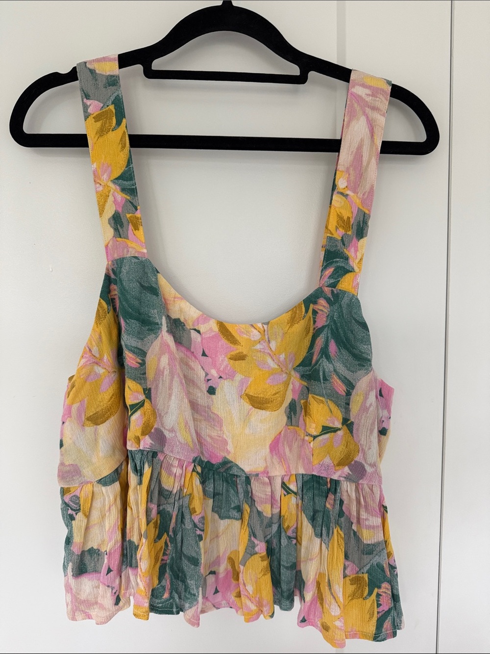 Z Supply Girls Floral Ruffle Tank Top — Yellow, Pink & Green